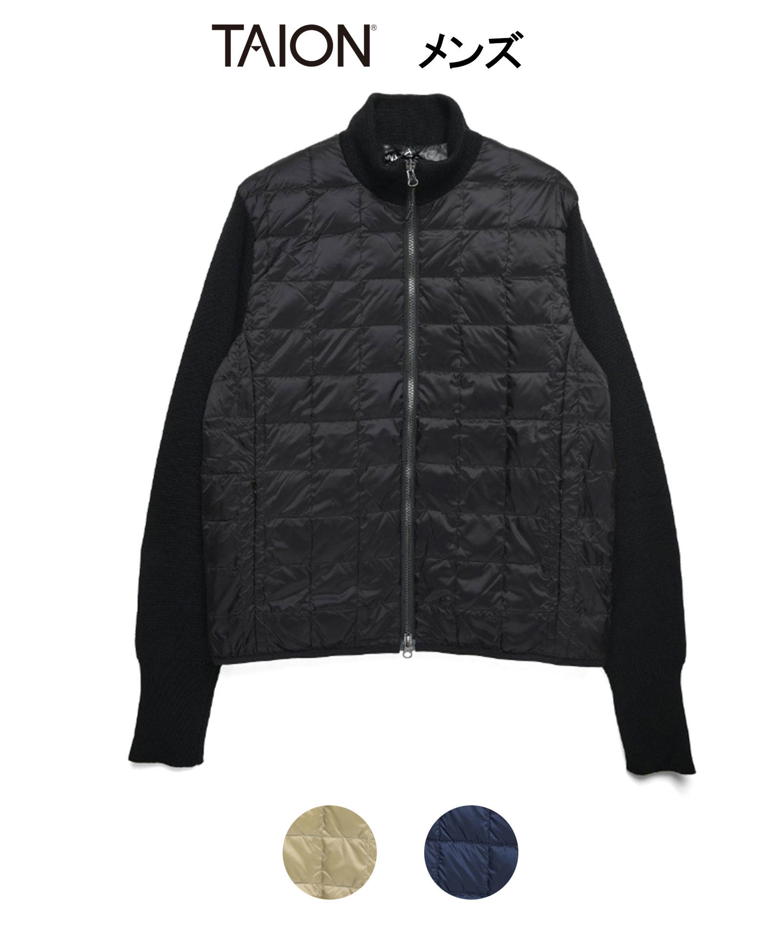 Taion メンズ ハイネックwジップニットスリーブダウンジャケット Taion 102sn 3colors Maverick Group Online Store